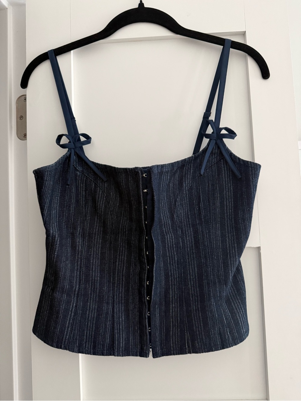 Lioness Navy Pinstripe Bow-Shoulder Cami